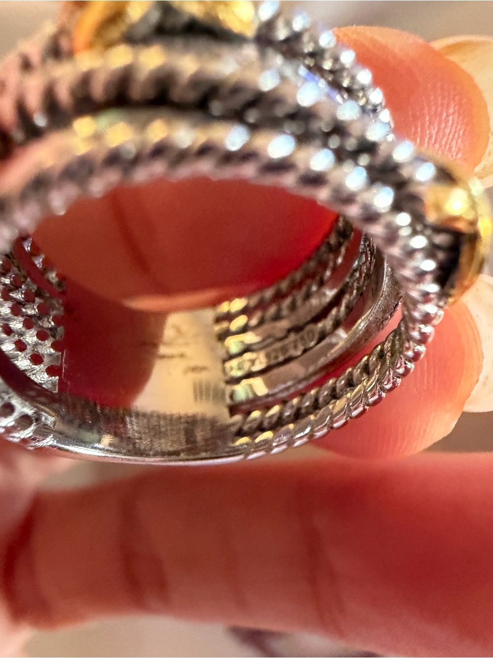 David Yurman Multi-Row Cable Ring Sterling Silver & 18K Yellow Gold Size 6.5 - Picture 14 of 16